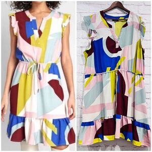 Modcloth As You Love It Ruffle Geometric Dress Boho Retro Party Dress Plus Size